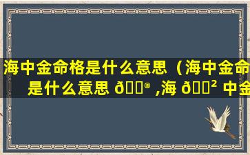 海中金命格是什么意思（海中金命是什么意思 💮 ,海 🌲 中金命好不好）